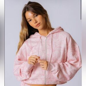 Bubblegum Camo Cropped Zip Hoodie